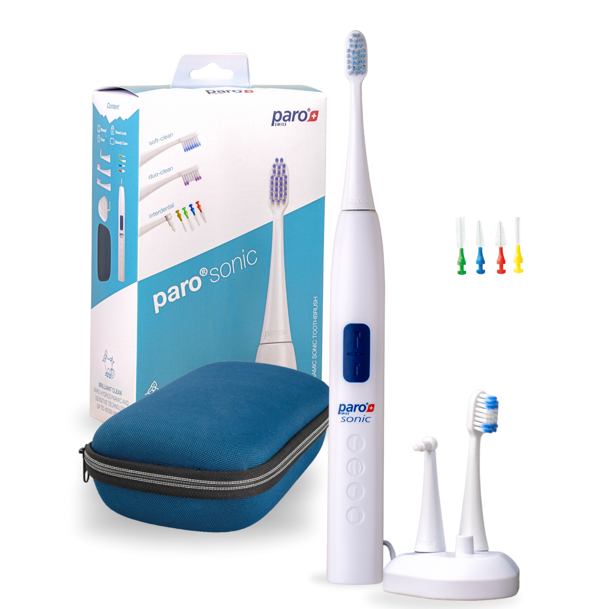 Sonic-hambahari | paro® sonic G3 | Täiskomplekt | valge | Hambavahefunktsiooniga