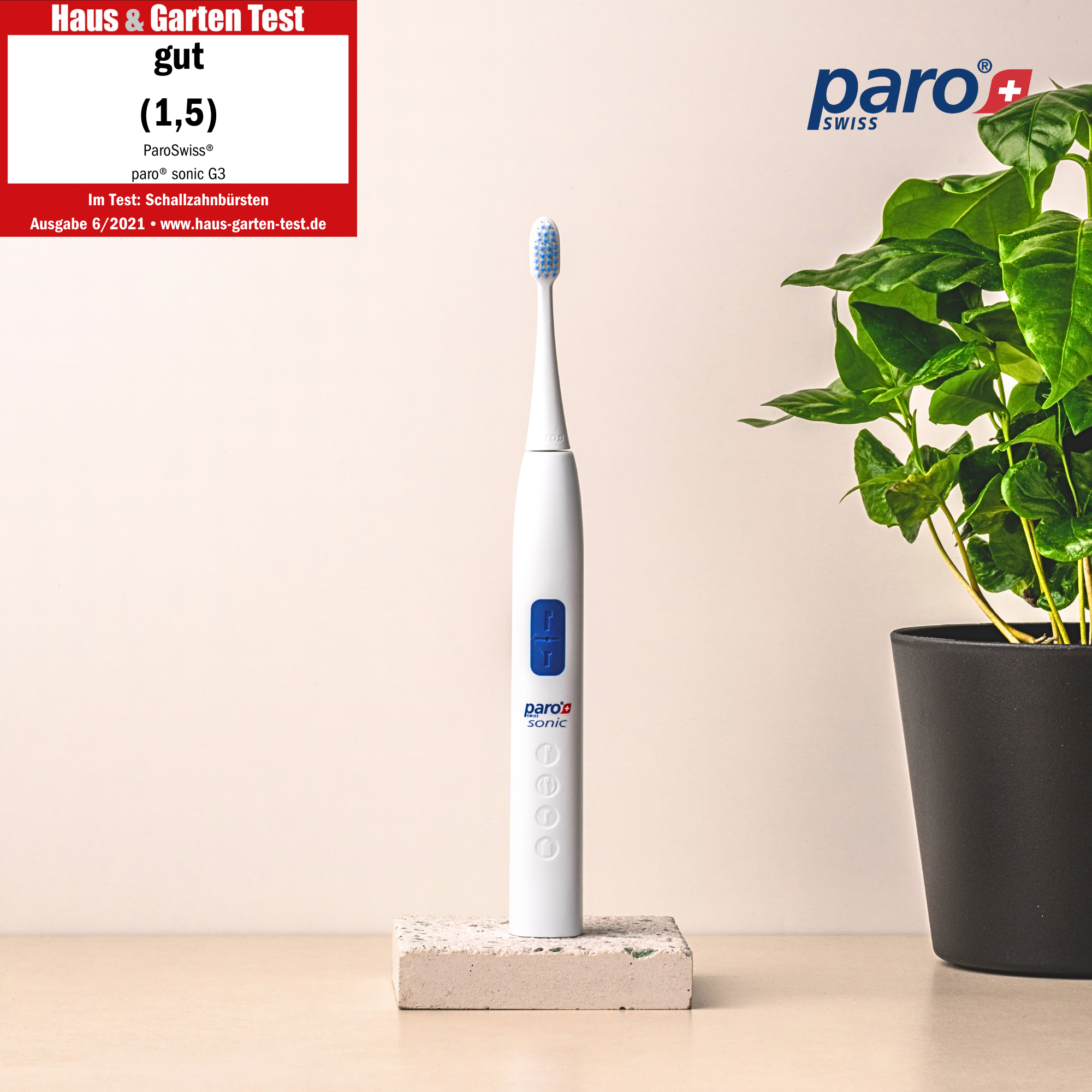 Sonic-hambahari | paro® sonic G3 | Täiskomplekt | valge | Hambavahefunktsiooniga - Image 2